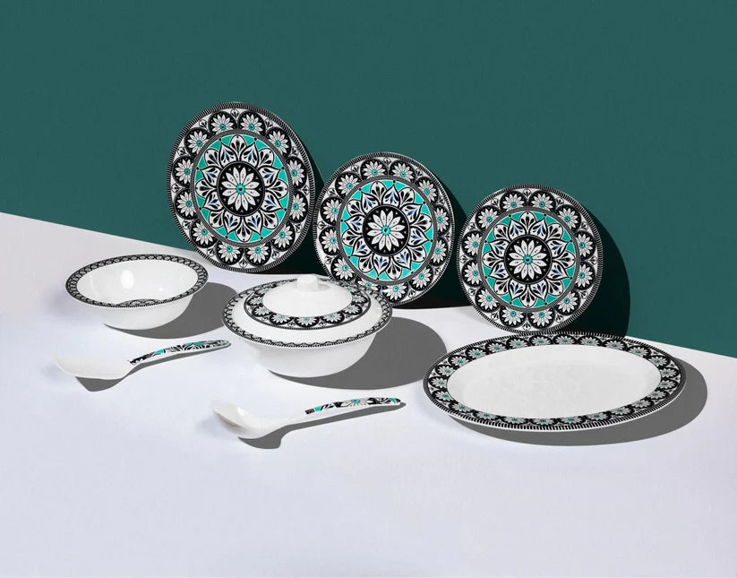 Arabic Style Blue Melamine Dinner Set 4 Person serving Dinner Set = 18 PCS