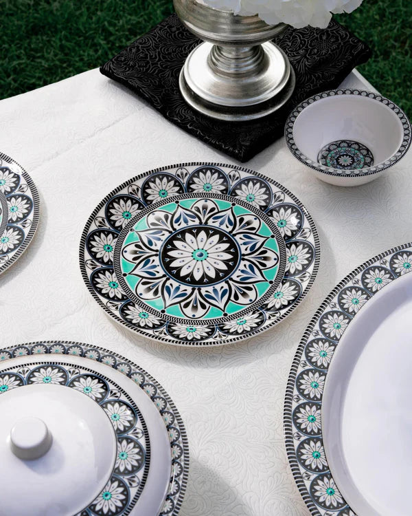 Arabic Style Blue Melamine Dinner Set 4 Person serving Dinner Set = 18 PCS