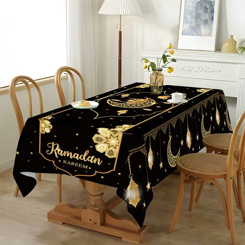 1pc Eid Mubarak Polyester Tablecloth