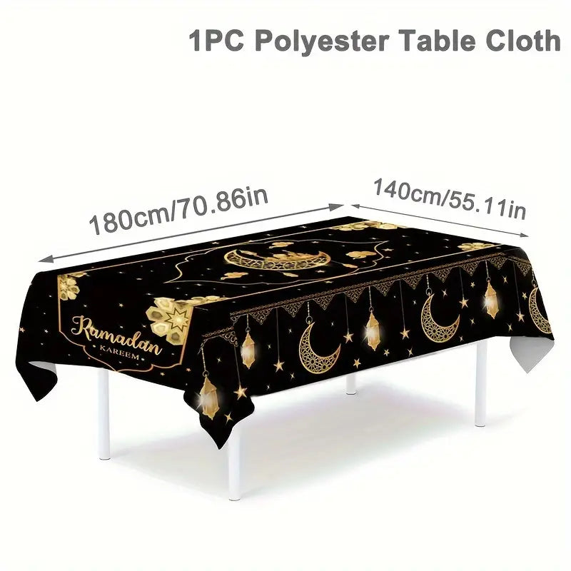 1pc Eid Mubarak Polyester Tablecloth